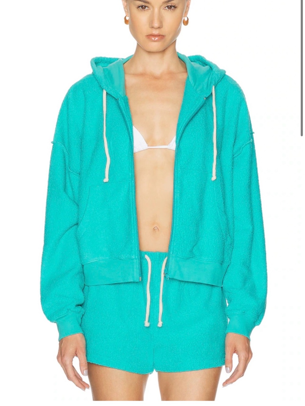 American Vintage TerryCloth Turquoise Zip Hoodie. Size Small Brand New.